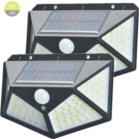 Lampe Solaire Extérieur Applique murale LED 3.7v 2200mAH Etanche Trois Modes de Functions en Inox (1/4)