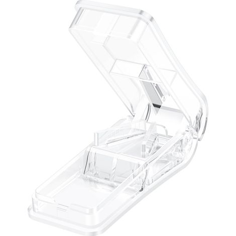 Pill cutter for cutting and crushing pills of various sizes easy to carry (transparent).