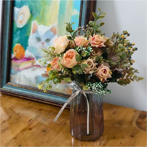 Bouquet de pivoines artificielles bleu clair en soie mélangée pour fête de mariage, maison, jardin, table, cuisine, décoration de tombe artificielle