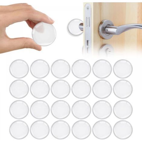 Butée de porte autocollante, 24 butées de poignée de porte murales, butée de porte adhésive en silicone, butée de porte adhésive forte (1/4)