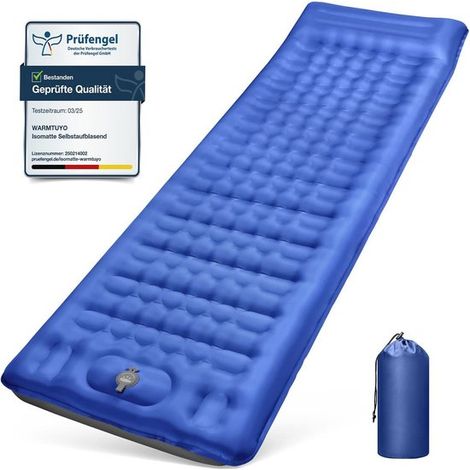1 Stück Camping Isomatte, selbstaufblasend, 12 cm dick, aufblasbare Matratze, kleines Packmaß, wasserdichte Outdoor Luftmatratze mit Fußpumpe und (1/5)