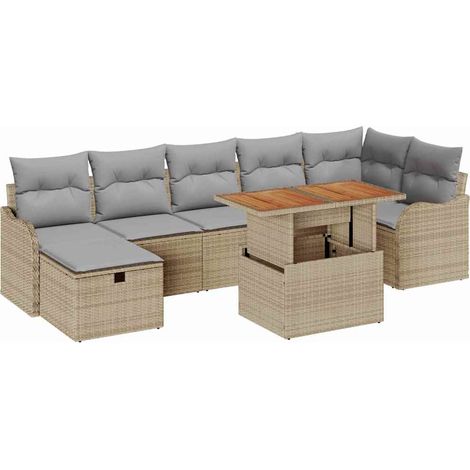 Maison Exclusive - Conjunto de sofás de jardín 8 pcs Beige ratán (1/5)