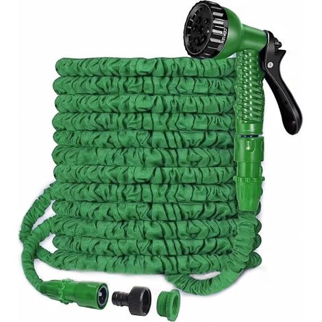 Tuyau d'arrosage extensible 30 m avec pistolet 7 fonctions robuste flexible anti-torsion et étanche (1/5)