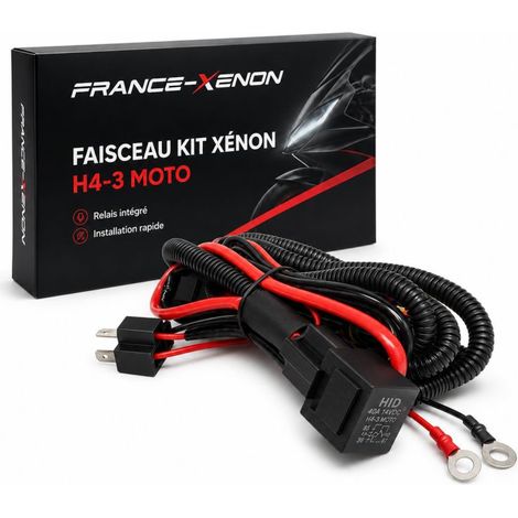 Faisceau de controle pour Kit xénon H4 - Modèle H4-3 Moto - Branchement sur batterie