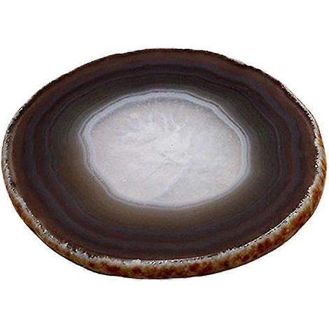 Dessous de verre en agate naturelle, très absorbant et résistant à la chaleur, en pierre polie, pour bureau, maison, espace de travail - 6-8 cm de diamètre (1/5)