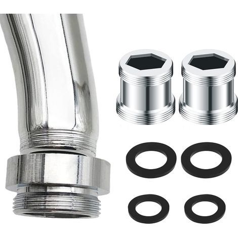 2 PCS Adaptateurs de Robinet Universels Connecteur Aérateur de Robinet en Laiton Adaptateurs de Filetage Extérieur avec 4 Joints pour Robinets de Cuisine, Salles de Bain, Jardins(M20-M22) (1/5)