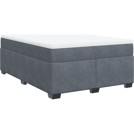 Maison Exclusive - Giroletto a Molle con Materasso Grigio Scuro 140x200 cm Velluto (1/5)