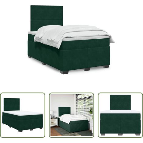 Matratze - Boxspringbett mit Matratze Dunkelgrün 120x190 cm Samt (1/5)