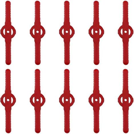 Lames de rechange Ulisem pour tondeuse à gazon, 10 pièces, accessoires de jardin, lames de rechange en plastique, petit trou de 5 mm, pour tondeuse à gazon sans fil (rouge) (1/4)