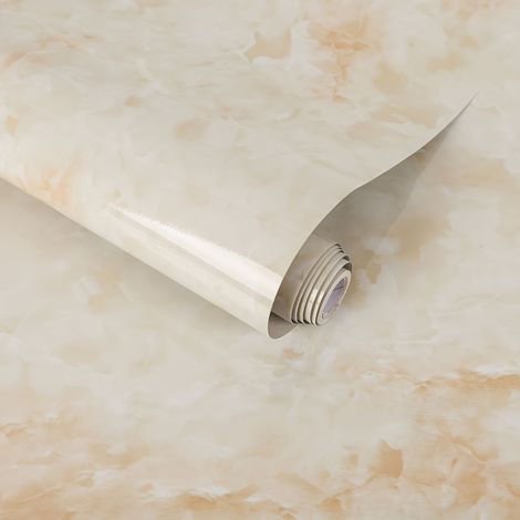 rouleau de papier peint en marbre auto-adhésif autocollant de plancher et mural étanche film décoratif beige 1 300 x 40 cm (1/5)
