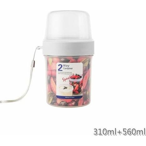 Pot de yaourt 560 ml + 310 ml, récipient alimentaire, mug de voyage, boîte à lunch, bol à porridge, bol à salade, bol à soupe avec couvercle et joint. (1/5)