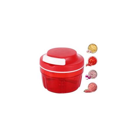 Picadora manual de alimentos, cortadora manual de cebollas de 300 ml con cuchillas de acero inoxidable, picadora de ajos, procesador de alimentos manual para chiles, cebollas, verduras, frutos secos, 