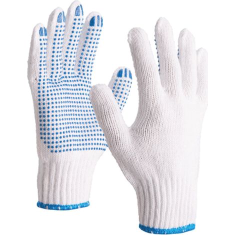 GUANTI IN MAGLIA DI POLICOTONE CON POIS IN PVC TP169 BIANCO/BLU T9 - DELTA PLUS - TP16909