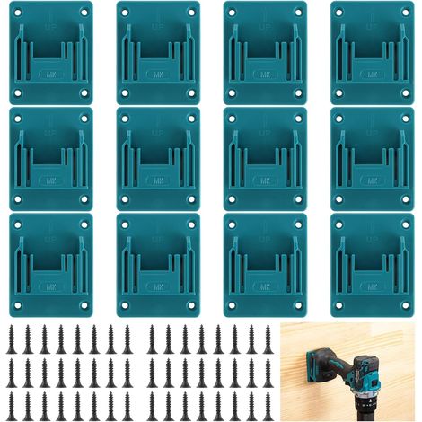 12 Support de batterie, Plastique ABS, 48 Vis incluses, Porte-outils mural, Pour perceuse 14,4-18 V, Atelier et bricolage (1/5)