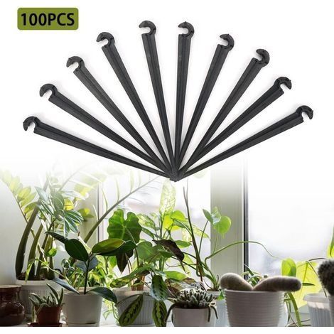Lot de 100 Tuyau Goutte à Goutte Support, Goute a Goute Arrosage Support, Irrigation Support,Piquets de Tuyau Égouttement, Piquets de Tuyau Irrigation, pour 4/7 Tuyau d'Arrosage Goutte à Goutte (1/5)
