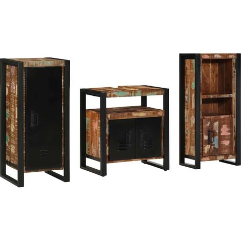Badezimmermöbel-Set mit Regal 3 pcs Massives upgecyceltes Holz (1/5)