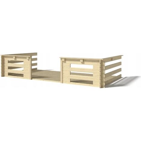 Terrasse en bois avec balustrade pour abri en bois - 12m2 - 4m x 3m - couleur: naturel (1/3)