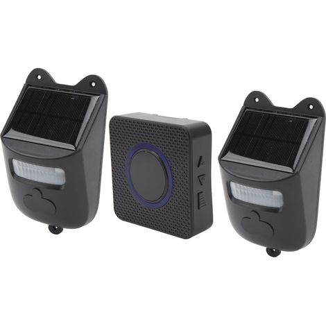 Kabellose, solarbetriebene Eingangssirene mit Infrarotsensor, Heimüberwachungsset mit 1 Empfänger und 2 Meldern, Bewegungsmelder für die Einfahrt, 110–240 V EU-Stecker (1/5)
