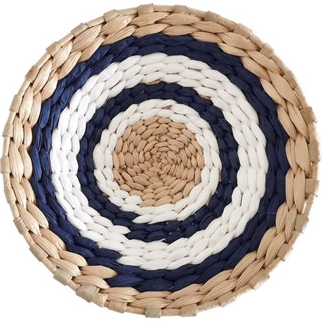 Panier Murale - Panier Tissé en Rotin Naturel Rond Plat - Décoration Murale Boho pour Chambre Salon Séjour - 1 Pièce 20 cm (1/3)