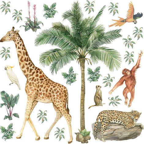 sticker mural animaux de la jungle vert jungle - Sanders & Sanders (1/2)