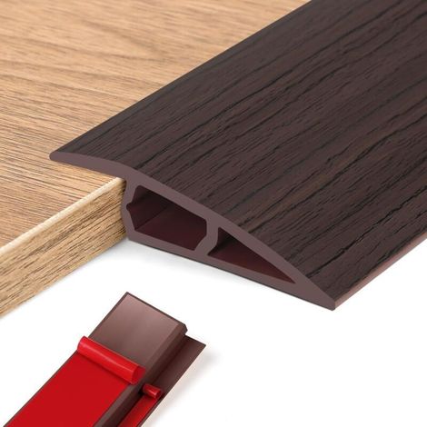 (Noix noire,1015mm(H),1M(L))Barre de Seuil Adhesive PVC, Seuil de Porte, Profilés de Réglage en Hauteur en Vinyle,Rattrapage Niveau pour Hauteur