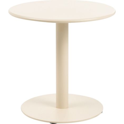 Garden Coffee Table Beige Steel Powder Coated Round All-Weather Outdoor Furniture Modern Design VITTUONE (1/5)