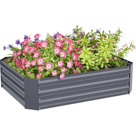 Outsunny Hochbeet aus Stahl, Pflanzbeet Frühbeet Gartenbeet Blumenkasten stapelbar, Pflanzkasten Gemüsebeet 120x90x30cm für Garten Balkon, Pflanzkübel für Blumen, Pflanzen, Gemüse (1/5)