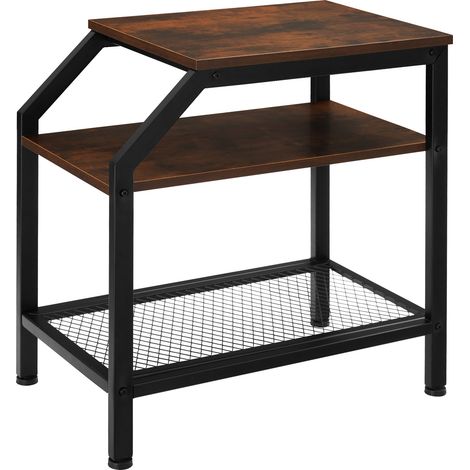 Table d'appoint 36,5 x 58,5 59,5 cm en panneau de fibres bois foncé (1/5)