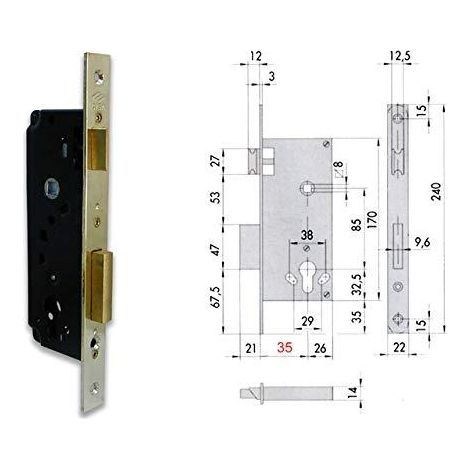 Cisa Cerradura Monopunto Latón para Puerta de Madera