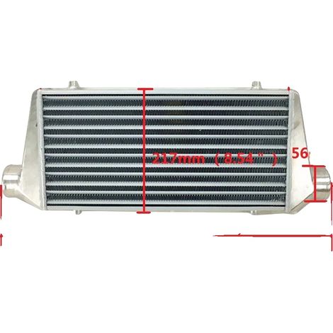 Intercooler turbo, material de aluminio, dimensiones 620 mm x 240 mm x 52 mm, tamaño de entrada 57 mm, tamaño de salida 57 mm, compatibilidad universal. (1/5)