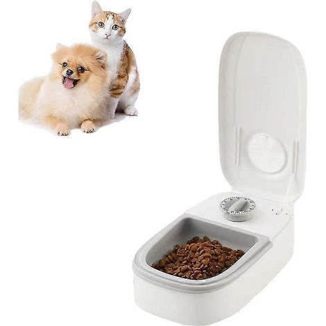 Distributeur automatique de croquettes/aliments humides pour animaux de compagnie, minuterie 48 h, pour chats et petits chiens, gris - 1 bol (1/5)