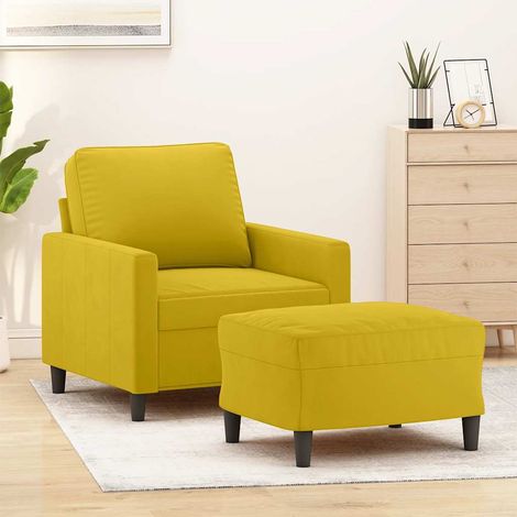 Sessel mit Hocker Gelb 60 cm Samt (1/5)