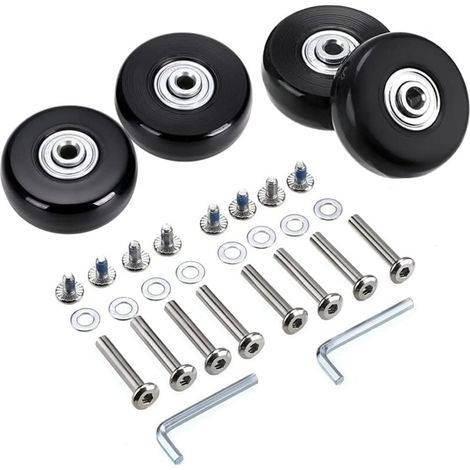 Lot de 50 roulettes de rechange de 18 mm pour valises, roulettes pivotantes en caoutchouc, roulements, kits de réparation, noir (1/5)