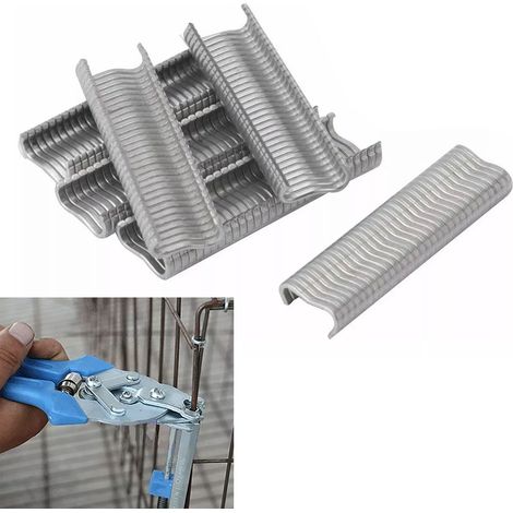 2400 fixations pour cages, clous en vrac, clous en M, pour cages à poules et à lapins, fixations de réparation, clous (1/5)