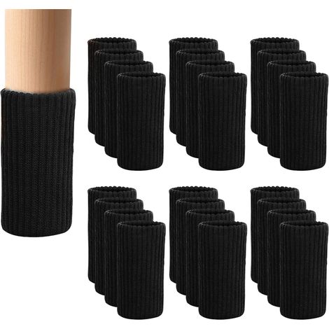 Fundas de punto para patas de muebles, 24 unidades, para evitar arañazos y reducir el ruido (negras) (1/5)