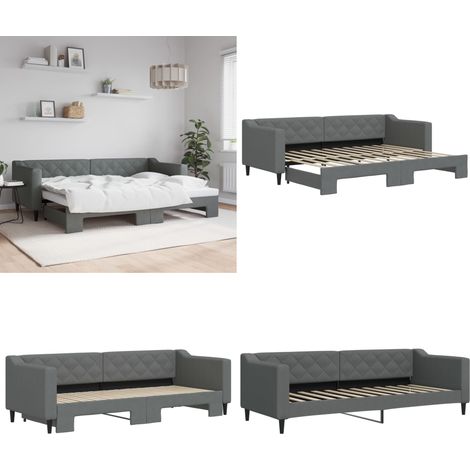 vidaXL Lit de jour avec gigogne sans matelas gris foncé 80x200 cm (1/5)