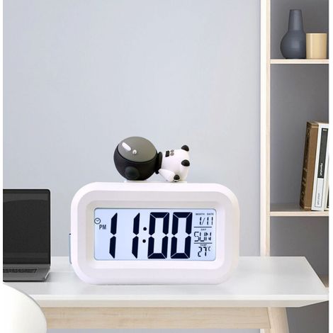 Elektronischer Wecker mit Cartoon-LED-Funktion, Digitaluhr, Kalender und Temperaturanzeige – Niedlicher kleiner Astronautenwecker