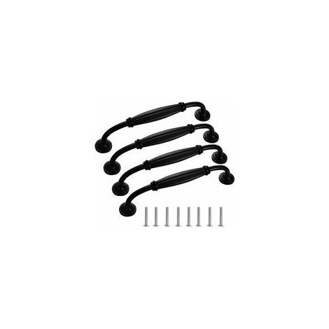 Tirador para puerta de muebles, tirador de cocina negro - Tiradores para cajones de armarios de muebles de dormitorio, espaciado entre orificios de 128 mm (1/5)