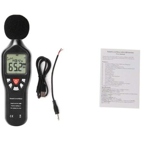 Sonomètre Professionnel Enregistreur de Données Testeur de Bruit Audio 30dB à 130dB (1/4)