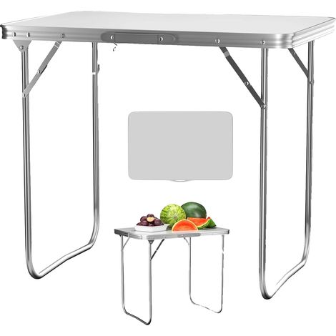 Mesa plegable, estructura de aluminio, diseño portátil, BLANCA (1/2)