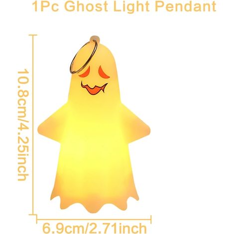 Mub - Luce di Halloween Fantasma Bianco Luce LED Ornamento di Halloween Luce notturna Luci pendenti da appendere Decorazione di Halloween per esterni e interni (1/5)