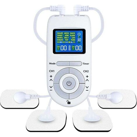 Stimulateur musculaire TENS double canal - 20 modes - Electrodes 2" et 2"x4" - Soulagement professionnel (1/4)