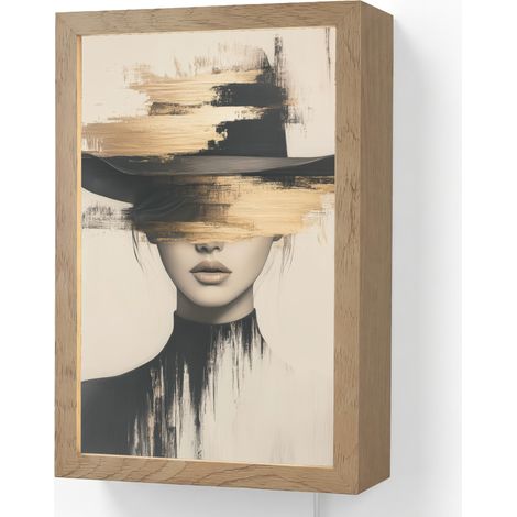 APPLIQUE DA PARETE Donna - Cappello - Vernice 20x30 cm (1/5)