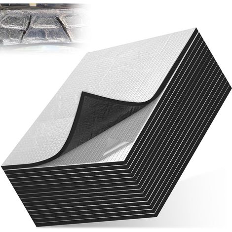 15 Pièces Isolant Phonique Autocollant 25x18 cm, Tapis Isolation Thermique Étanche Voiture, Tapis Insonorisant Auto-Adhésif, Insonorisation Capot Moteur pour Protection Contre le Bruit, Porte, Fenêtre (1/5)