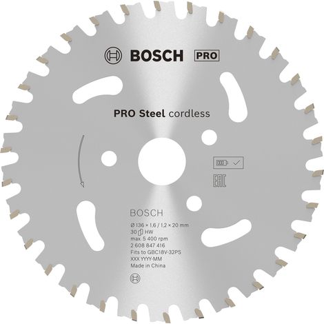 Bosch Circular Saw Blade PRO Steel Cordless Rebar Cutter, 136 x1.6/1.1 x 20 2608847416 (1/5)
