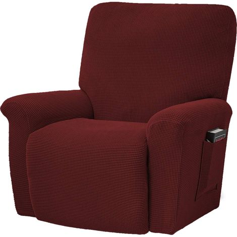 Housse de fauteuil inclinable, housse pour fauteuil TV, housse de fauteuil inclinable avec poche, protection pour fauteuil, lot de 4