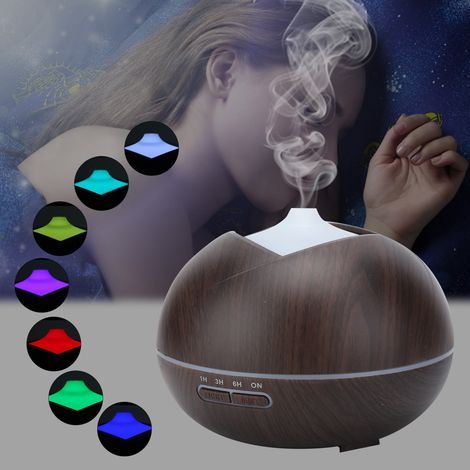 Diffuseur d'huiles essentielles 400ml en bois naturel - Humidificateur ultrasonique avec éclairage LED et prise européenne (1/5)