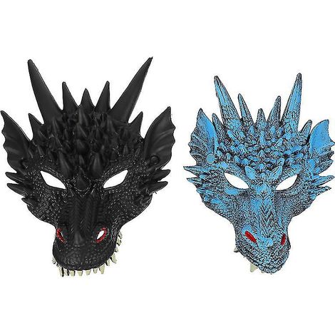 2 Stück 3D-Drachenmasken für Halloween-Dekorationen