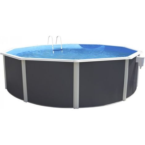 Kit piscine hors-sol acier Toi ANTHRACITE CANARIAS ronde Ø460x120cm filtre à sable (1/5)