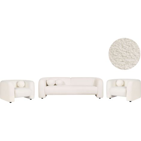 Sofa Set 5-Sitzer LEIREN Bouclé Weiß